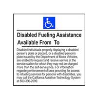 ADA Disabled Fueling Assistance Available Hours - 6x6 - Package of 3 Labels or Window Decals
