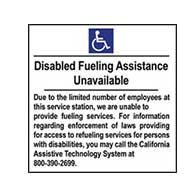 ADA Disabled Fueling Assistance Unavailable - 6x6 - Package of 3 Labels or Window Decals