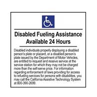 ADA Disabled Fueling Assistance Available 24 Hours - 6x6- Package of 3 Labels or Window Decals