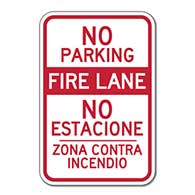 Reflective Bilingual No Parking Fire Lane Signs No Estacione Zona Contra Incendio Signs - 12x18 - Reflective Rust-Free Heavy Gauge Aluminum Bilingual Parking Signs
