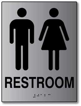 ADA Unisex Restroom Wall Sign - 6x8 - Brushed Aluminum ...