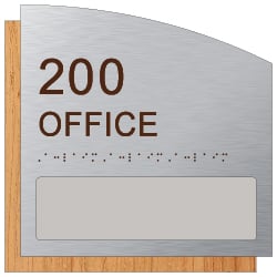 Custom Room Number & Name Sign with Name Slot - 8.5x8.5 - Brushed Aluminum & Wood Laminates