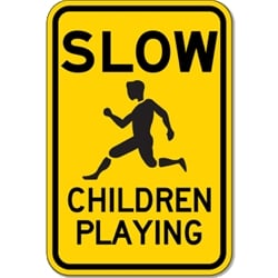 SLOW Children Playing Sign  - 12x18 - Official Reflective Rust-Free Heavy Gauge Aluminum Children At Play Signs