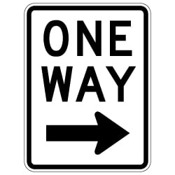 R6-2R One Way Sign With Right Arrow H.I.P. - 18X24