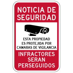 Spanish Property Protected By Video Surveillance Sign - 12x18
