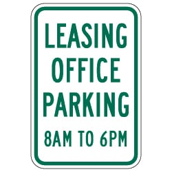 Leasing Office Parking Hours Signs - 12x18 - Reflective Rust-Free Heavy Gauge Aluminum Property Management Signs
