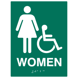 ADA Compliant Accessible Womens Restroom Wall Signs - 6x8 - Custom Colors Available