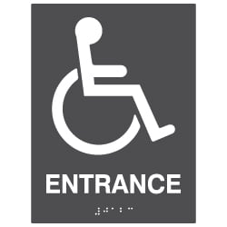 ADA Compliant Accessible Symbol Entrance Sign with Tactile Text and Grade 2 Braille - 6x8. Custom Colors availble from STOPSignsAndMore.com