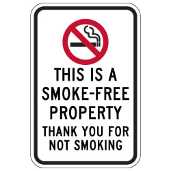 This is A Smoke-Free Property Sign - 12x18 - Made with Reflective Rust-Free Heavy Gauge Durable Aluminum available at STOPSignsAndMore.com