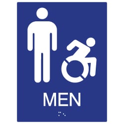 ADA Mens Restroom Wall Sign with Active Wheelchair Symbol - 6x8 - ADA Compliant Restroom Signs are high-quality and professionally manufactured right here in the USA!
