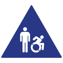 ADA Compliant and Title 24 Compliant Restroom Door Signs with Male and Active Wheelchair Symbol - 12x12