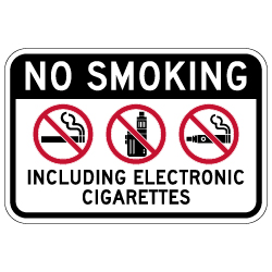 No Smoking Including Electronic Cigarettes Sign - 18x12 - Made with Non-Reflective Matte Rust-Free Heavy Gauge Durable Aluminum available at STOPSignsAndMore.com