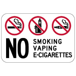 No Smoking Vaping or E-Cigarettes Sign - Made with Non-Reflective Matte Rust-Free Heavy Gauge Durable Aluminum available at STOPSignsAndMore.com