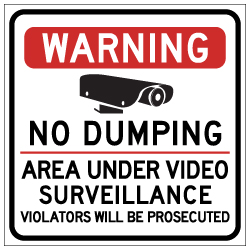 Warning No Dumping Area Under Video Surveillance Magnetic Sign - 18x18 - Made with Reflective Magnum Magnetics 30 Mil Material available from StopSignsandMore.com