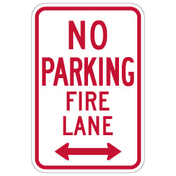 R7-1-MOD No Parking Fire Lane Sign - Double Arrow - 12x18 - Made with Engineer Grade Reflective Rust-Free Heavy Gauge Durable Aluminum available at STOPSignsAndMore.com