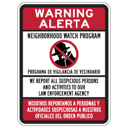Bilingual Neighborhood Watch Sign - 18x24