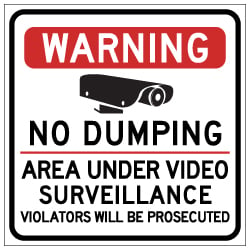 Warning No Dumping Area Under Video Surveillance Magnetic Sign - 24x24 - Made with Reflective Magnum Magnetics 30 Mil Material available from StopSignsandMore.com