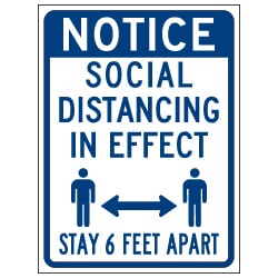 Window Label - Notice Social Distancing In Effect - 6x8 (Pack of 3) - Digitally printed on rugged vinyl using outdoor-rated inks. Buy Public Health Safety Window Decals from StopSignsandMore.com