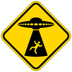 Alien Abduction UFO Warning Sign - 12x12 - Reflective Rust-Free Heavy Gauge Aluminum Signs. This novelty sign is a great gift idea for any person that enjoys alien and outer space themes.