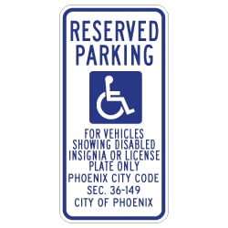 Arizona State Handicap Reserved Parking Sign  - 12x24 - Made with Reflective Rust-Free Heavy Gauge Durable Aluminum available at STOPSignsAndMore.com