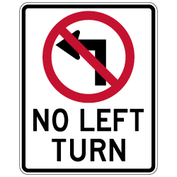 No Left Turn with Symbol Sign - 12x18 - DG3 Reflective Rust-Free Heavy Gauge Aluminum Road Signs.