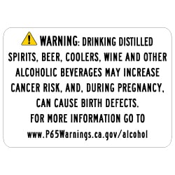 Proposition 65 Alcoholic Beverages Exposure Warning Sign - 14x10 - Outdoor rated Non-Reflective aluminum Parking Garage Warning Signs