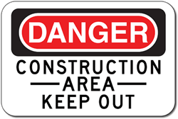 Construction Area Signs | Danger Construction Sign